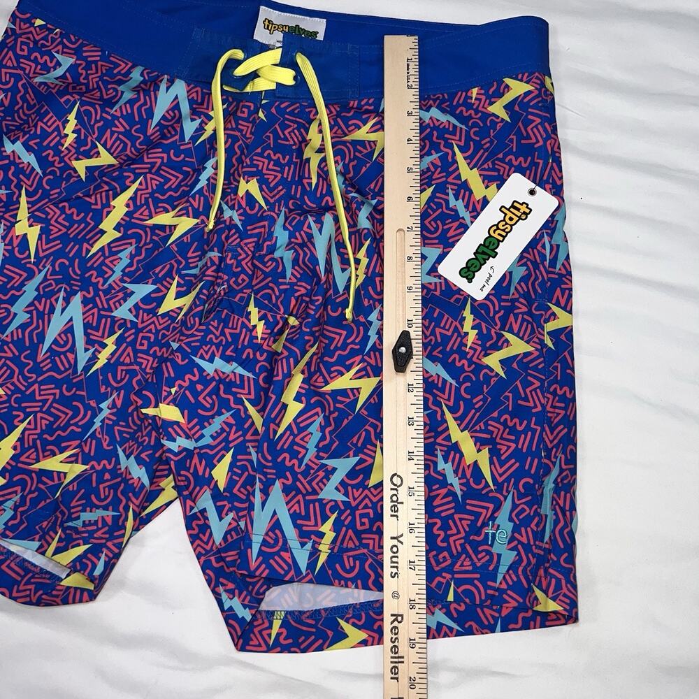 Tipsy Elves Board Shorts Size 34 Grease Lightning Retro 80s Theme Swim NEW NWT - Picture 7 of 13
